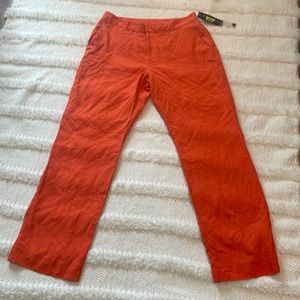 Ralph Lauren 100% silk pants lined pockets orange women’s size 12